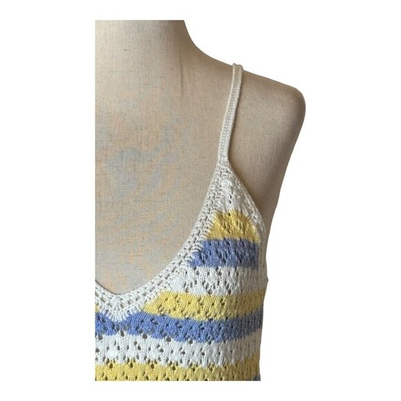 French Connection Sweater Women‎ Small White Ladder Stitch Crochet Crop Tank Top - Picture 7 of 11